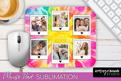 Photo Frame Mouse Pad Sublimation, Tie Dye Picture Mousepad Sublimation OrangeBrushStudio 