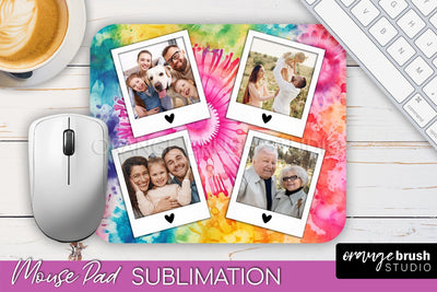 Photo Frame Mouse Pad Sublimation, Tie Dye Picture Mousepad Sublimation OrangeBrushStudio 