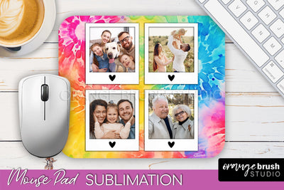 Photo Frame Mouse Pad Sublimation, Tie Dye Picture Mousepad Sublimation OrangeBrushStudio 
