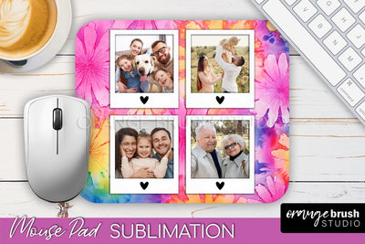 Photo Frame Mouse Pad Sublimation, Tie Dye Picture Mousepad Sublimation OrangeBrushStudio 