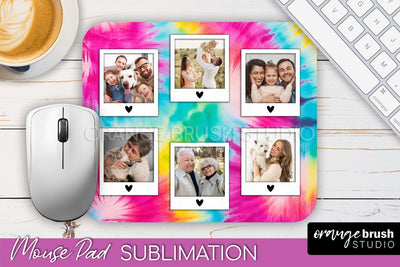 Photo Frame Mouse Pad Sublimation, Tie Dye Picture Mousepad Sublimation OrangeBrushStudio 