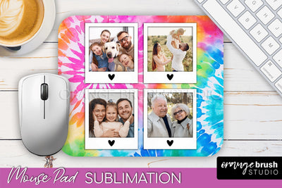 Photo Frame Mouse Pad Sublimation, Tie Dye Picture Mousepad Sublimation OrangeBrushStudio 