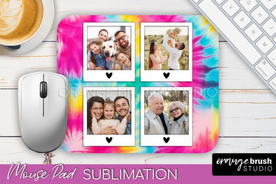 Photo Frame Mouse Pad Sublimation, Tie Dye Picture Mousepad Sublimation OrangeBrushStudio 