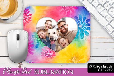 Photo Frame Mouse Pad Sublimation, Tie Dye Picture Mousepad Sublimation OrangeBrushStudio 