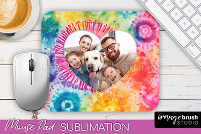 Photo Frame Mouse Pad Sublimation, Tie Dye Picture Mousepad Sublimation OrangeBrushStudio 