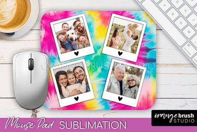 Photo Frame Mouse Pad Sublimation, Tie Dye Picture Mousepad Sublimation OrangeBrushStudio 