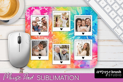 Photo Frame Mouse Pad Sublimation, Tie Dye Picture Mousepad Sublimation OrangeBrushStudio 