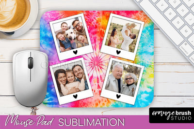 Photo Frame Mouse Pad Sublimation, Tie Dye Picture Mousepad Sublimation OrangeBrushStudio 