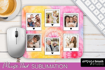 Photo Frame Mouse Pad Sublimation, Tie Dye Picture Mousepad Sublimation OrangeBrushStudio 