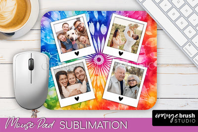 Photo Frame Mouse Pad Sublimation, Tie Dye Picture Mousepad Sublimation OrangeBrushStudio 