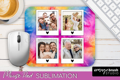 Photo Frame Mouse Pad Sublimation, Tie Dye Picture Mousepad Sublimation OrangeBrushStudio 