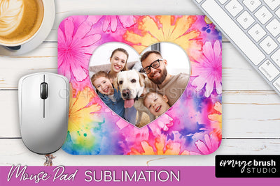 Photo Frame Mouse Pad Sublimation, Tie Dye Picture Mousepad Sublimation OrangeBrushStudio 