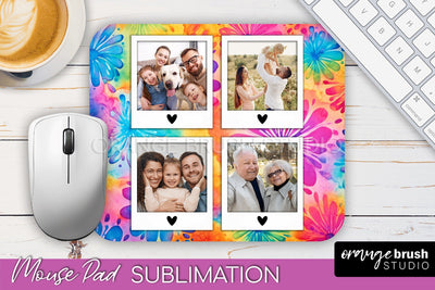 Photo Frame Mouse Pad Sublimation, Tie Dye Picture Mousepad Sublimation OrangeBrushStudio 