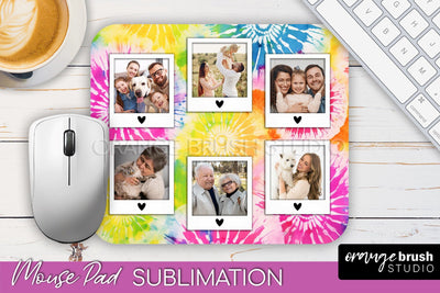 Photo Frame Mouse Pad Sublimation, Tie Dye Picture Mousepad Sublimation OrangeBrushStudio 