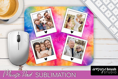 Photo Frame Mouse Pad Sublimation, Tie Dye Picture Mousepad Sublimation OrangeBrushStudio 