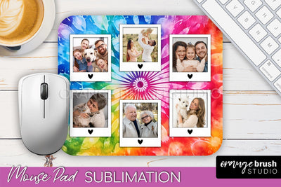 Photo Frame Mouse Pad Sublimation, Tie Dye Picture Mousepad Sublimation OrangeBrushStudio 