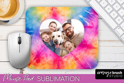 Photo Frame Mouse Pad Sublimation, Tie Dye Picture Mousepad Sublimation OrangeBrushStudio 