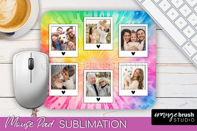 Photo Frame Mouse Pad Sublimation, Tie Dye Picture Mousepad Sublimation OrangeBrushStudio 