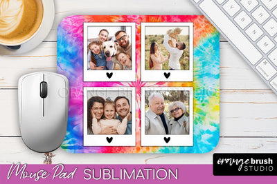 Photo Frame Mouse Pad Sublimation, Tie Dye Picture Mousepad Sublimation OrangeBrushStudio 