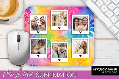Photo Frame Mouse Pad Sublimation, Tie Dye Picture Mousepad Sublimation OrangeBrushStudio 