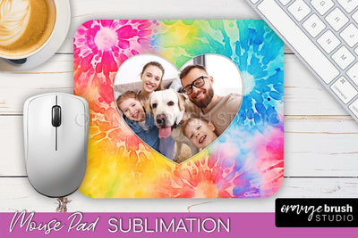 Photo Frame Mouse Pad Sublimation, Tie Dye Picture Mousepad Sublimation OrangeBrushStudio 