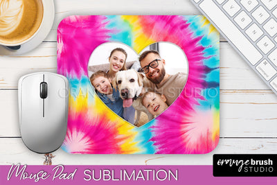 Photo Frame Mouse Pad Sublimation, Tie Dye Picture Mousepad Sublimation OrangeBrushStudio 