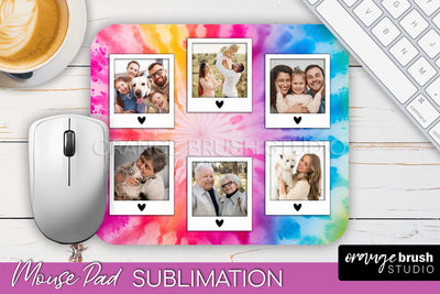 Photo Frame Mouse Pad Sublimation, Tie Dye Picture Mousepad Sublimation OrangeBrushStudio 