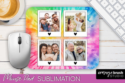 Photo Frame Mouse Pad Sublimation, Tie Dye Picture Mousepad Sublimation OrangeBrushStudio 