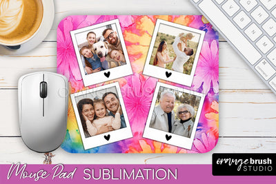 Photo Frame Mouse Pad Sublimation, Tie Dye Picture Mousepad Sublimation OrangeBrushStudio 