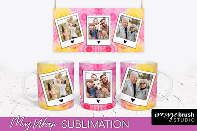 Photo Frame Mug Wrap - Rainbow Tie Dye Mug Sublimation Sublimation OrangeBrushStudio 