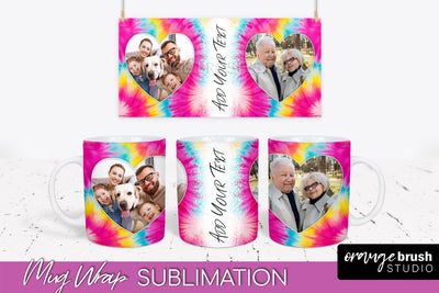 Photo Frame Mug Wrap - Rainbow Tie Dye Mug Sublimation Sublimation OrangeBrushStudio 