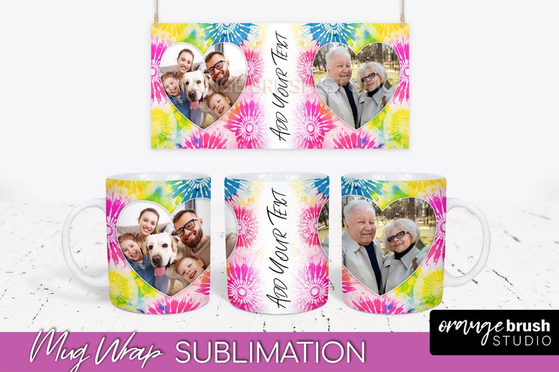 Photo Frame Mug Wrap - Rainbow Tie Dye Mug Sublimation Sublimation OrangeBrushStudio 