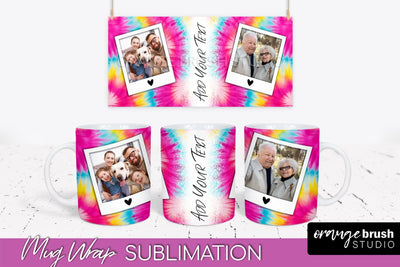 Photo Frame Mug Wrap - Rainbow Tie Dye Mug Sublimation Sublimation OrangeBrushStudio 
