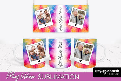 Photo Frame Mug Wrap - Rainbow Tie Dye Mug Sublimation Sublimation OrangeBrushStudio 