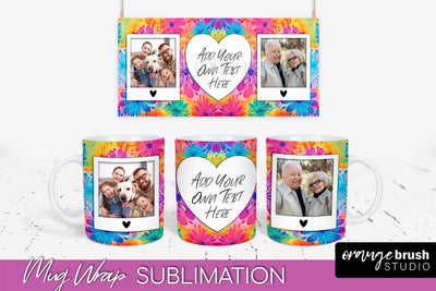 Photo Frame Mug Wrap - Rainbow Tie Dye Mug Sublimation Sublimation OrangeBrushStudio 