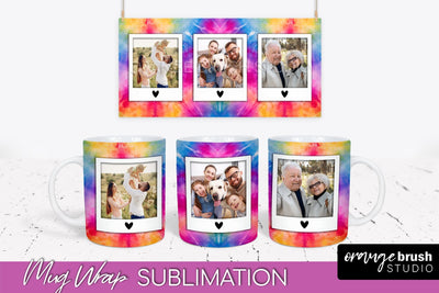 Photo Frame Mug Wrap - Rainbow Tie Dye Mug Sublimation Sublimation OrangeBrushStudio 