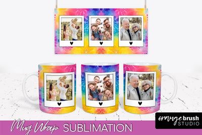 Photo Frame Mug Wrap - Rainbow Tie Dye Mug Sublimation Sublimation OrangeBrushStudio 