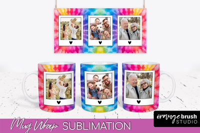 Photo Frame Mug Wrap - Rainbow Tie Dye Mug Sublimation Sublimation OrangeBrushStudio 