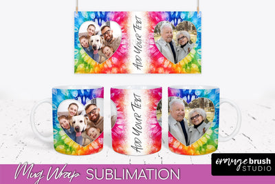 Photo Frame Mug Wrap - Rainbow Tie Dye Mug Sublimation Sublimation OrangeBrushStudio 