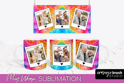 Photo Frame Mug Wrap - Rainbow Tie Dye Mug Sublimation Sublimation OrangeBrushStudio 