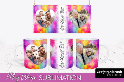 Photo Frame Mug Wrap - Rainbow Tie Dye Mug Sublimation Sublimation OrangeBrushStudio 