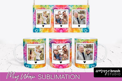 Photo Frame Mug Wrap - Rainbow Tie Dye Mug Sublimation Sublimation OrangeBrushStudio 
