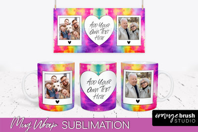 Photo Frame Mug Wrap - Rainbow Tie Dye Mug Sublimation Sublimation OrangeBrushStudio 