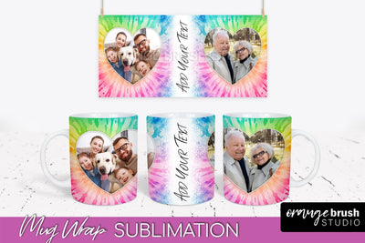 Photo Frame Mug Wrap - Rainbow Tie Dye Mug Sublimation Sublimation OrangeBrushStudio 