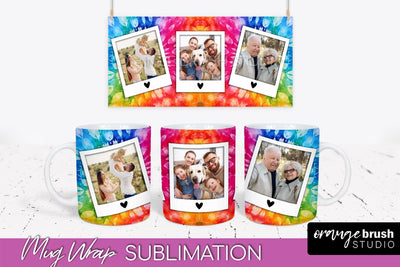 Photo Frame Mug Wrap - Rainbow Tie Dye Mug Sublimation Sublimation OrangeBrushStudio 