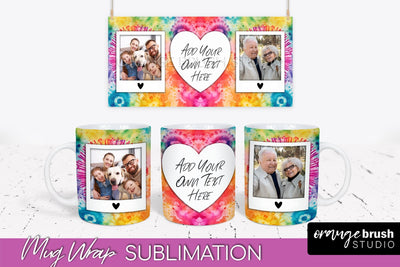 Photo Frame Mug Wrap - Rainbow Tie Dye Mug Sublimation Sublimation OrangeBrushStudio 