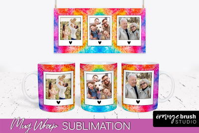 Photo Frame Mug Wrap - Rainbow Tie Dye Mug Sublimation Sublimation OrangeBrushStudio 