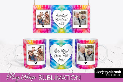 Photo Frame Mug Wrap - Rainbow Tie Dye Mug Sublimation Sublimation OrangeBrushStudio 