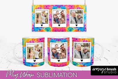 Photo Frame Mug Wrap - Rainbow Tie Dye Mug Sublimation Sublimation OrangeBrushStudio 