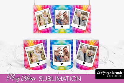Photo Frame Mug Wrap - Rainbow Tie Dye Mug Sublimation Sublimation OrangeBrushStudio 